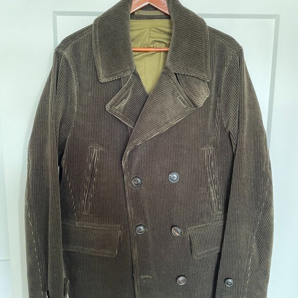 Todd Snyder Italian Corduroy Pea coat Dark Olive size M Size Men's